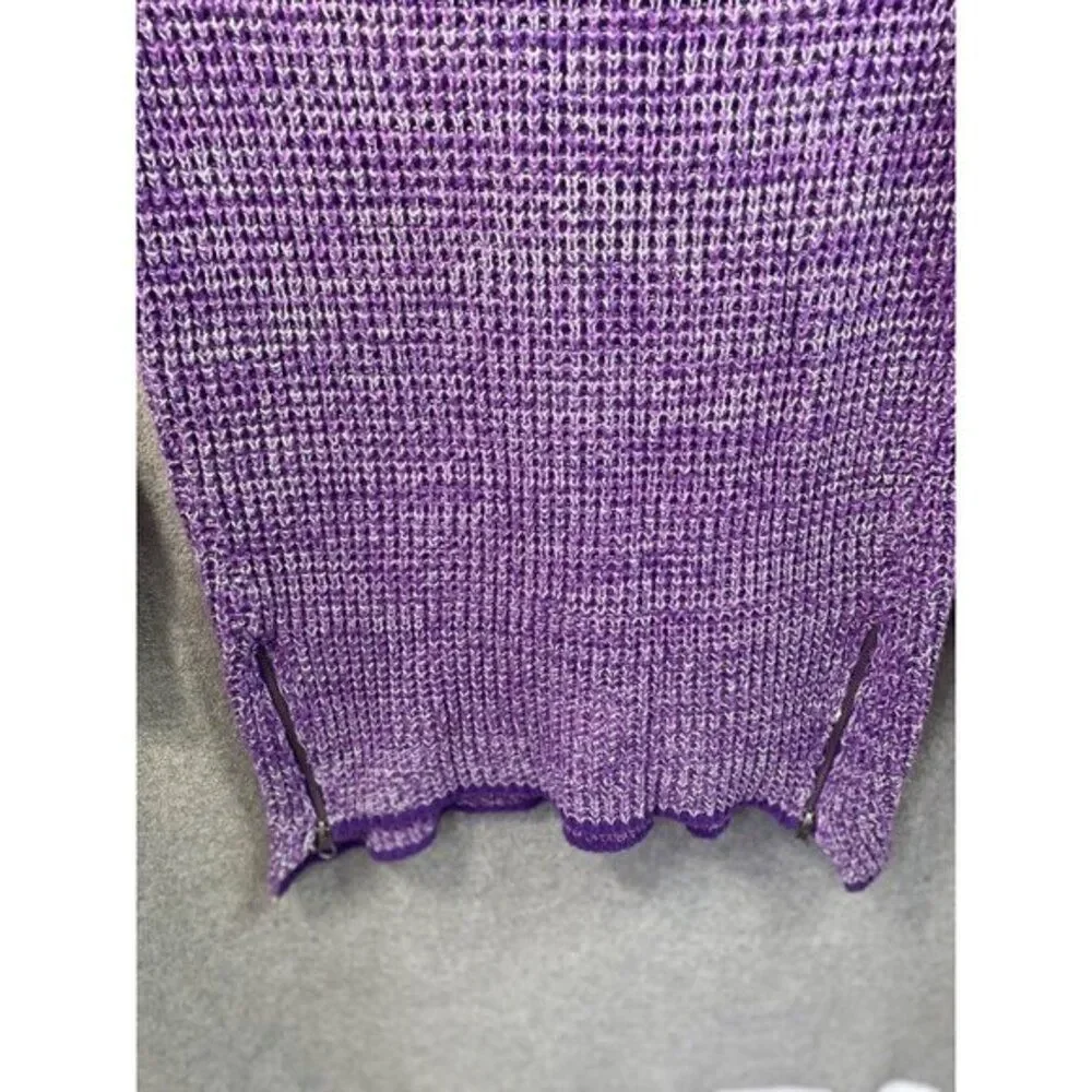 Purple Knit Zip‑Detail Sweater | Minimalist Cozy Aesthetic | D&Co Size S